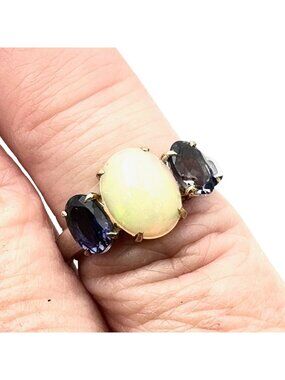 Womens Ring Sterling Silver Amethyst Opal Size 5